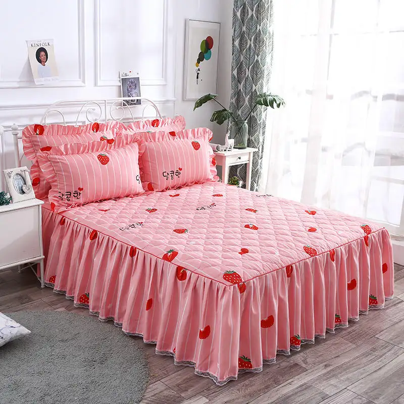 Twill Thickened Bedspread Bed Skirt Single Product Bed Three-piece