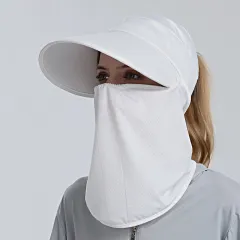 Women's New Style Ice-sensing Sunscreen Hat With Ponytail - White - View 1
