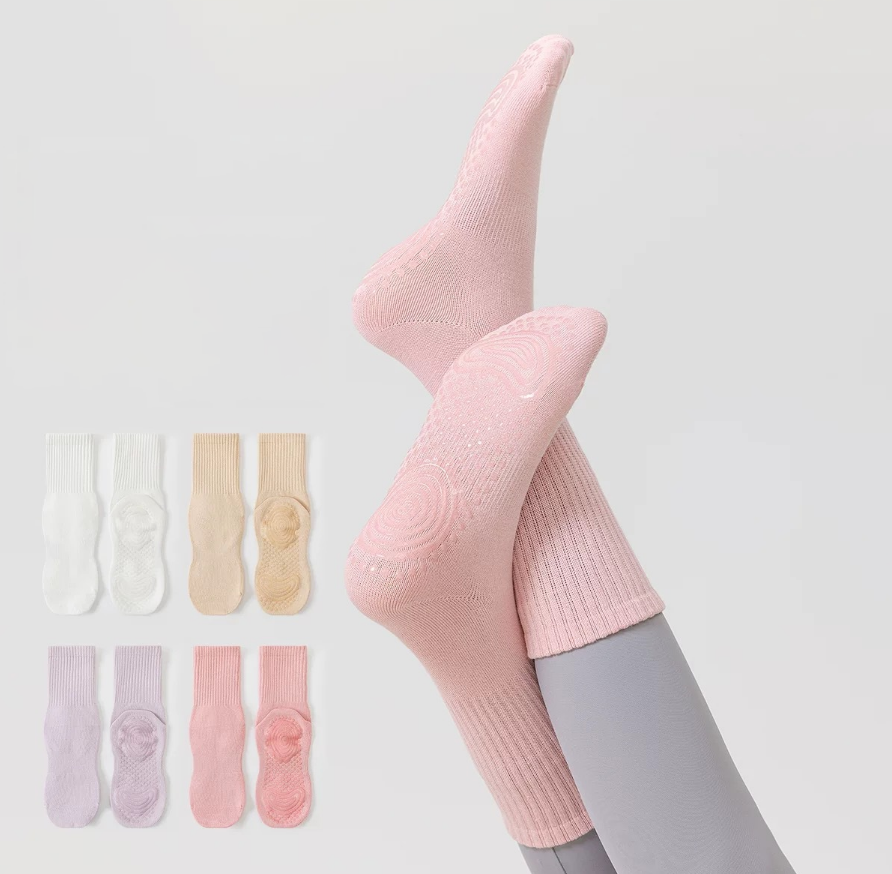 Pilates Fitness Yoga Socks Middle Tube Women's Socks Four Seasons Sports Non Slip Adhesive Socks Indoor Sports Socks Floor Socks