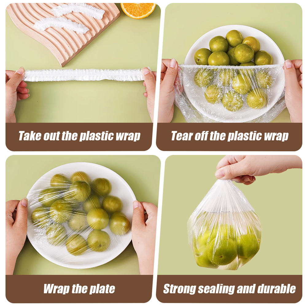 Plastic Bowl Covers Food Cover, Food Keeping Bags Elastic Reusable Plastic Stretch Elastic Food Storage Covers Kitchen Dining Plate Bread Proofing Universal Kitchen Wrap 3
