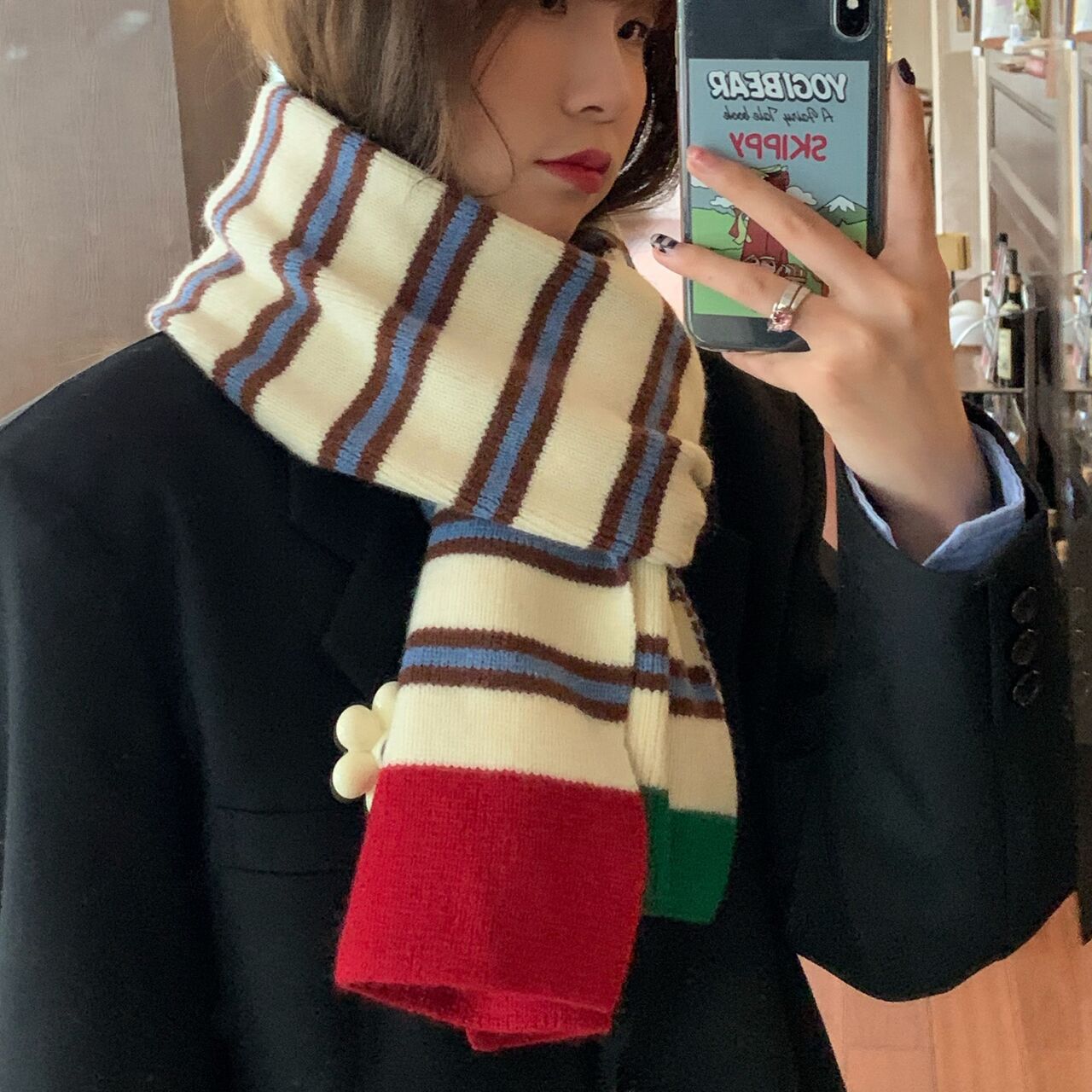 Women's Fashion Versatile Striped Warm Scarf
