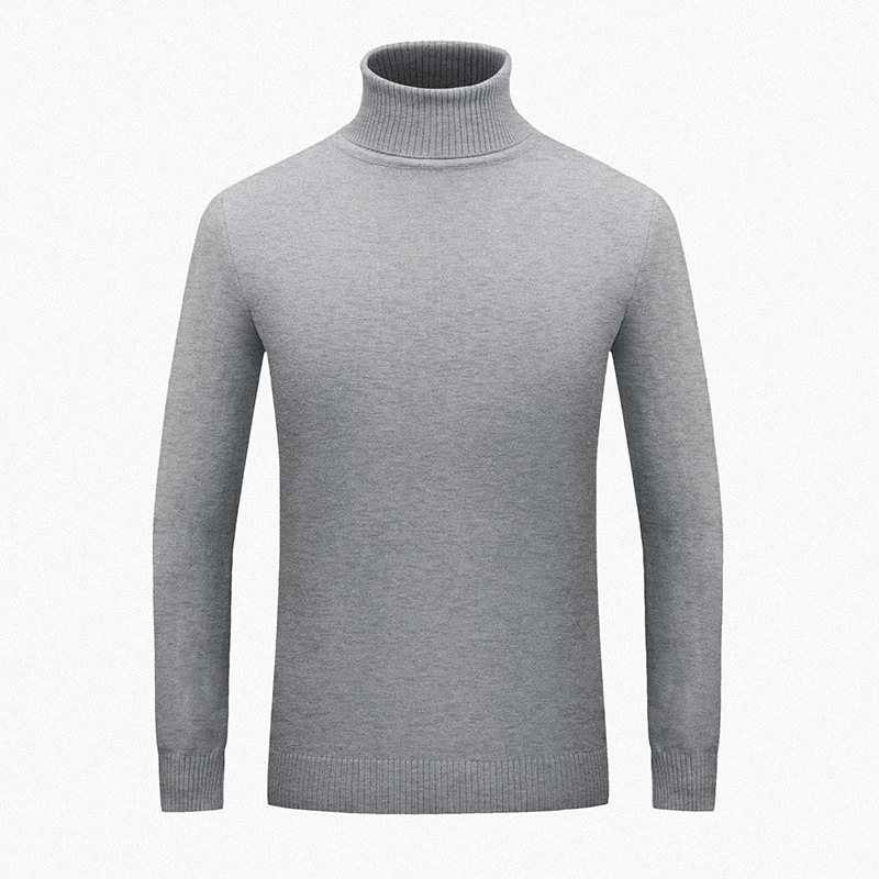 Men's Hollow Solid Color Turtleneck Sweater Fashion Casual All-match Simple Sweater