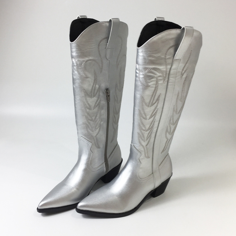 Title 5, Silver Embroidered Chelsea Boots Autumn And Winter