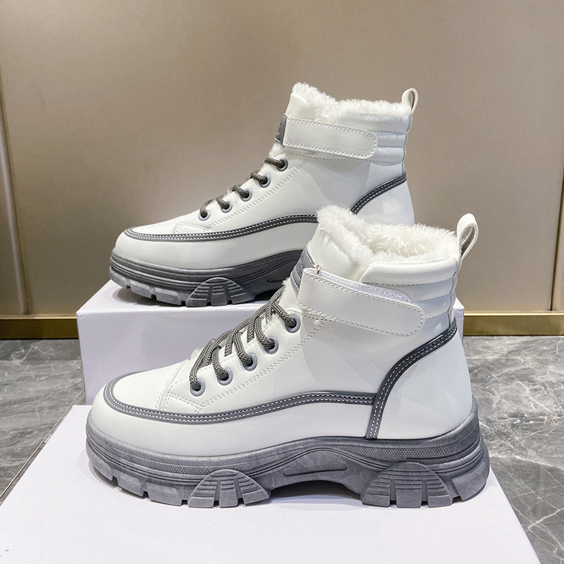 Thickened Warm Cotton Shoes Women Leather Waterproof And Cashmere Martin Boots