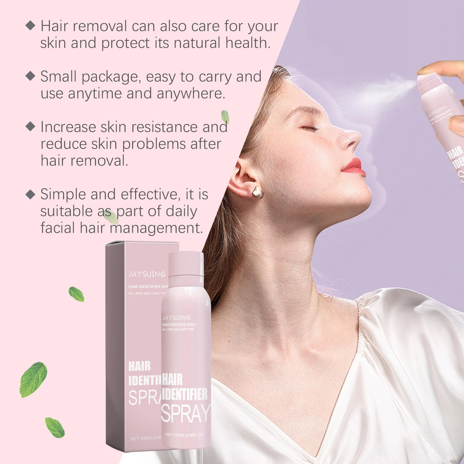 Hair Identifier Spray for Dermaplaning & Shaving. 【Hair Identifier Spray for Face Shaving】: Achieve a flawless shave by clearly highlighting the contours of your face and target tiniest hair strands.【Effect Description】: Hair Identifier Spray creates cool