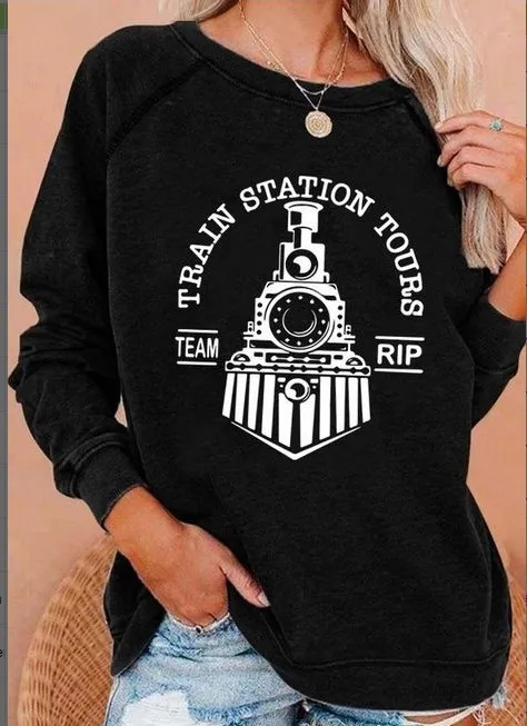 Women's Long Sleeve Printed Raglan Round Neck Sweater 10 Style 5Xl - Shop at LoveMi