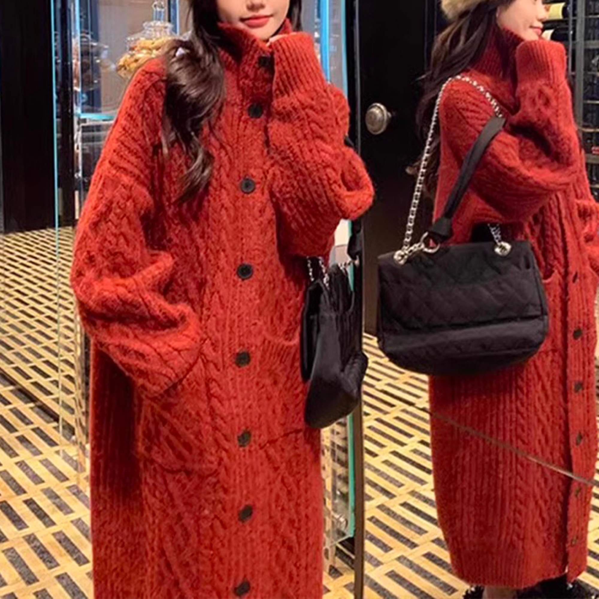 Утепленный свитер с высоким воротником, серый уютный вязаный кардиган выше колена, длинный свитер, женский свитер в стиле бохо, женская одежда победителя