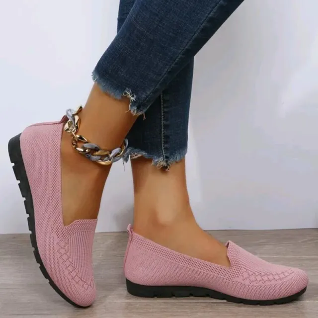 Casual Mesh Flats Shoes Fashion Solid Color Round Toe Loafers Cozy Lazy Shoes Pink - Shop at LoveMi