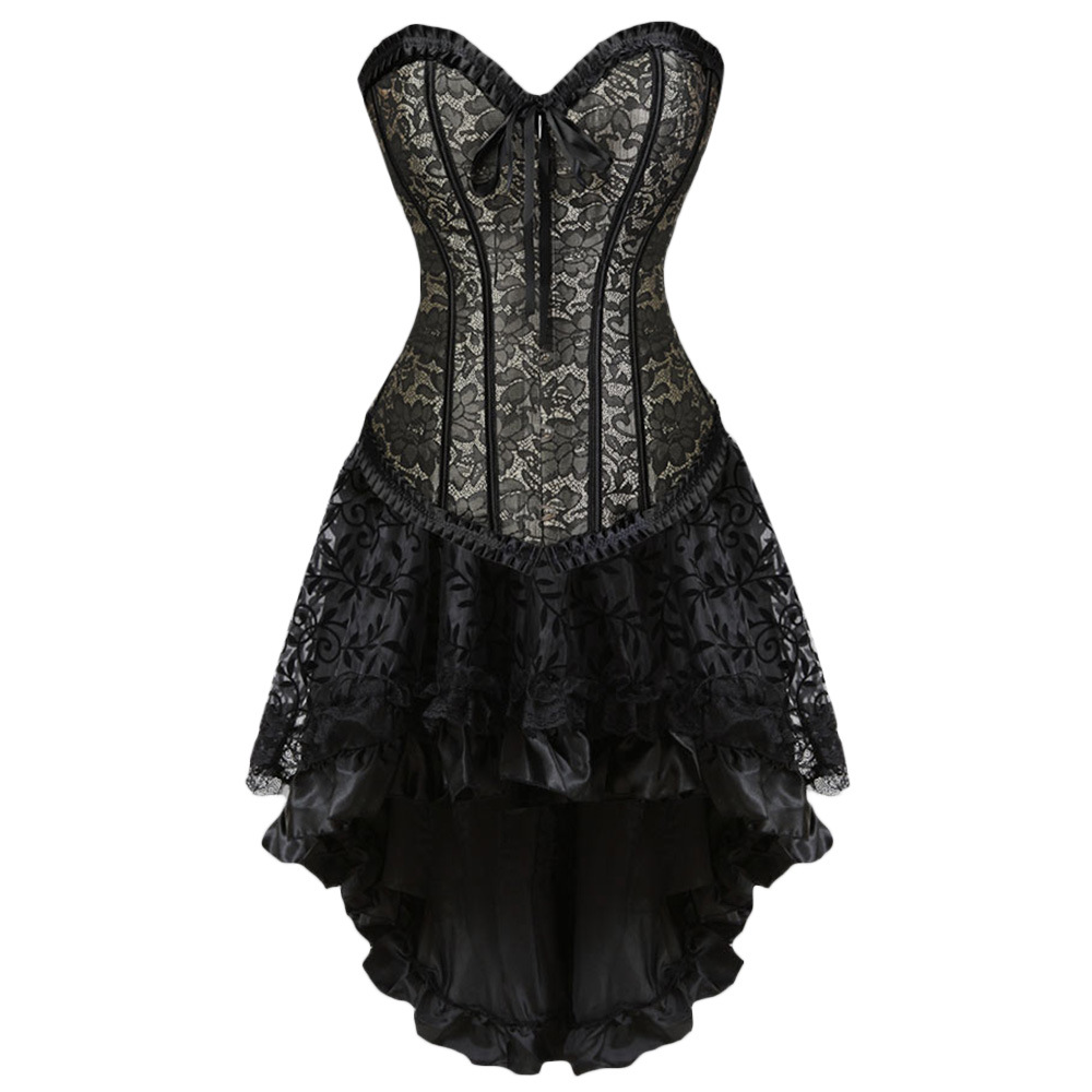 Black Lace Hi Lo Mini Skirt