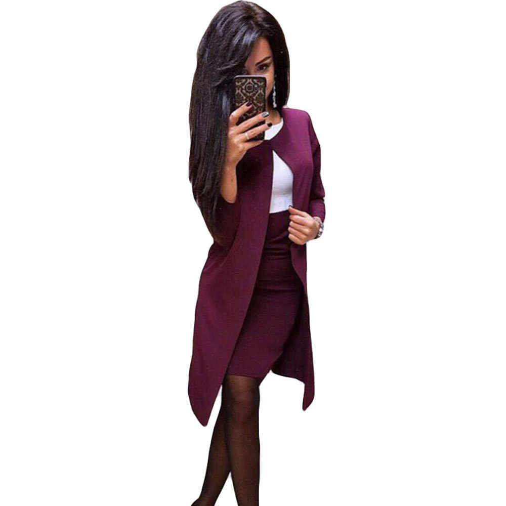 Stitching Solid Color Professional Women's Skirt Suit