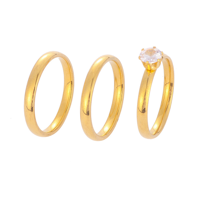 Stainless Steel Diamond Coupler Rings Three Piece Set
