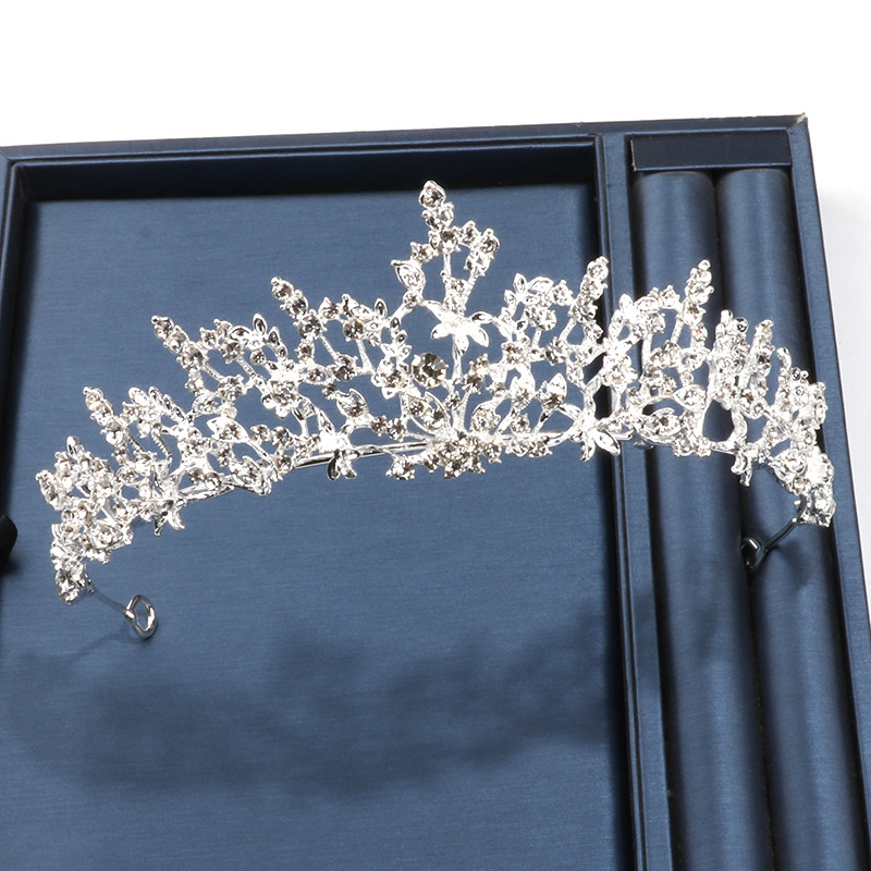 Vintage Bridal Crown Black Atmospheric Baroque Princess Silver Hollow Leaf Crown - Shop at LoveMi