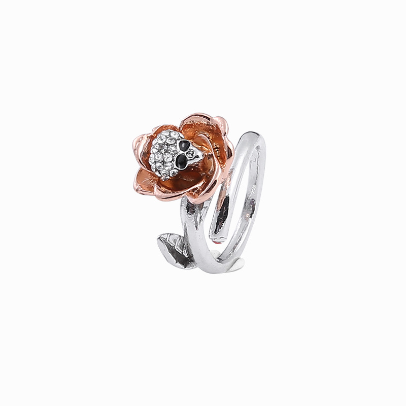 Fashion Diamond Ghost Head Skull Rose Ring