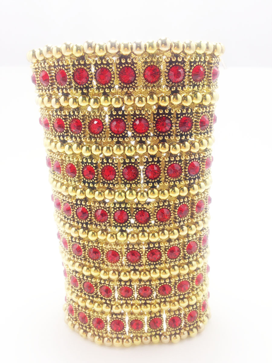 Full-color Diamond Punk Wide Bangle Bracelet