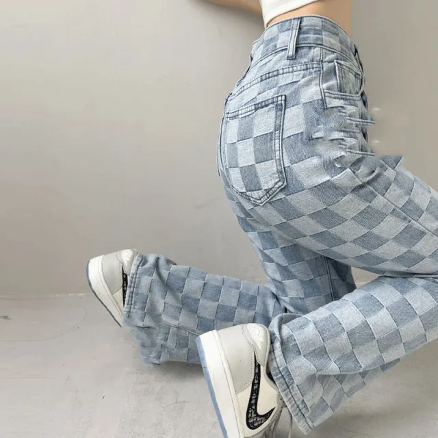 Vintage High waisted Slim Casual Pants Light Blue - Shop at LoveMi