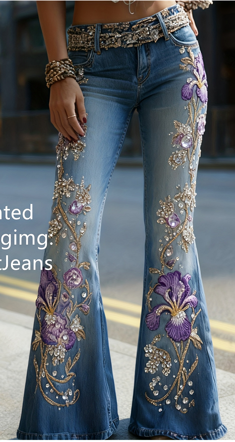 Comfortable And Simple Women's Wide-leg Pants, Floral Print Trousers