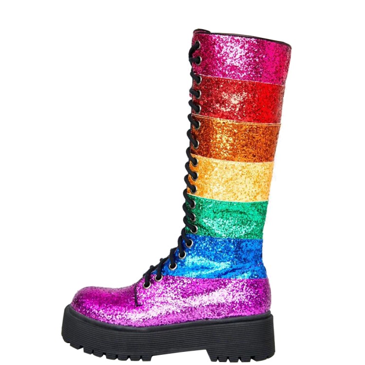 Title 3, Sequins Color Matching Straps Martin Boots Trif...