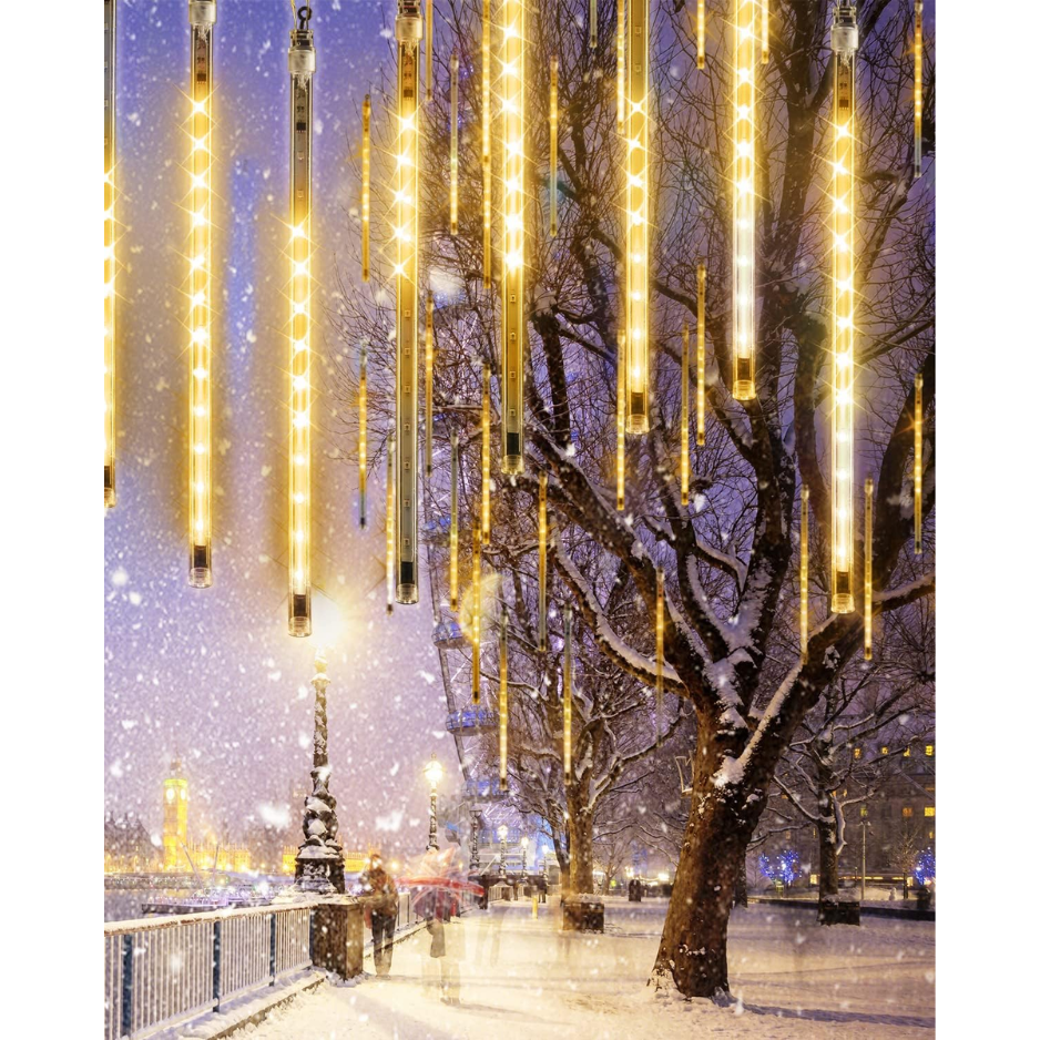 Christmas Lights 20 Tubes Warm White Meteor Shower Icicle Lights 480 LED
