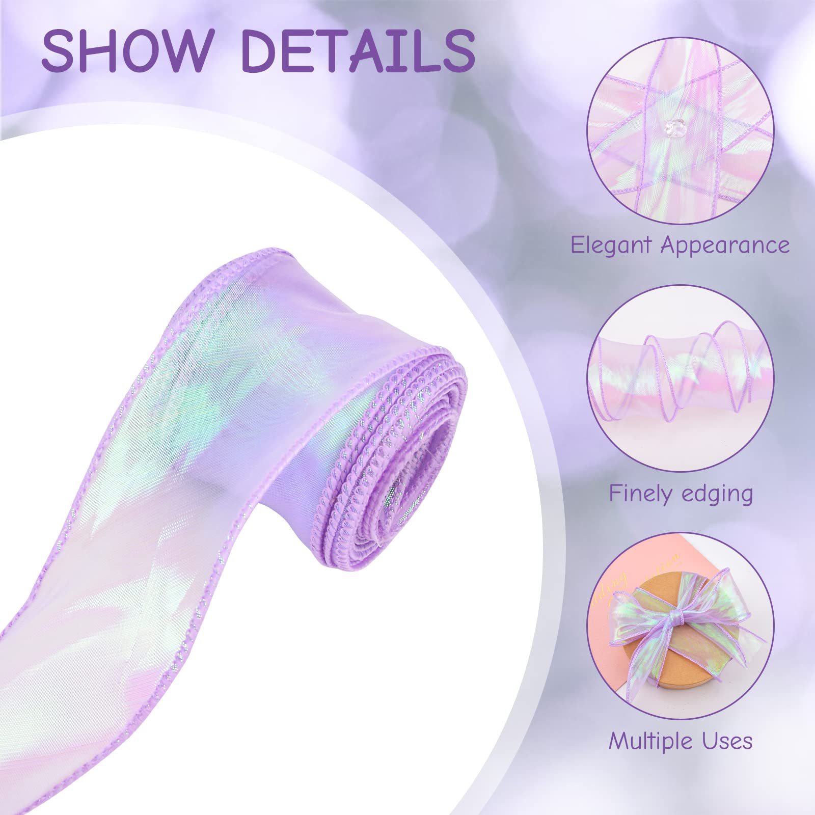 Three Rolls Fishtail Organza Sheer Ribbon