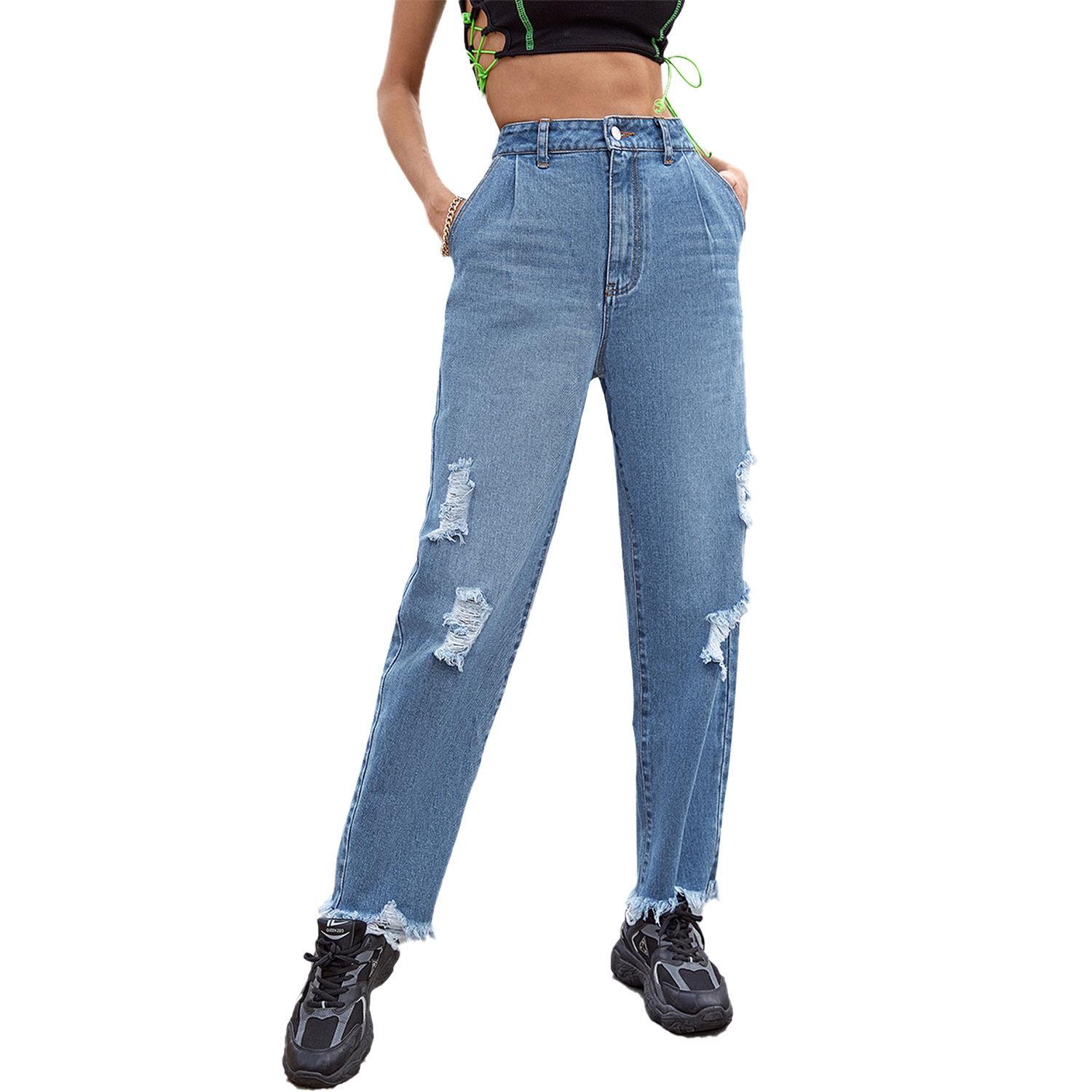 Title 6, Style Jeans Dames Nieuwe Rechte Broek Losse Har...