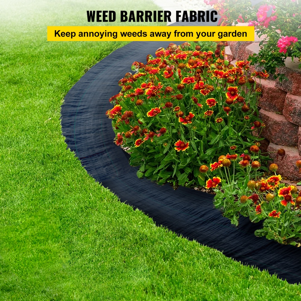 VEVOR 6FTx300FT Premium Weed Barrier Fabric Heavy Duty 3.2OZ, Woven Weed Control Fabric,... thumbnail 1