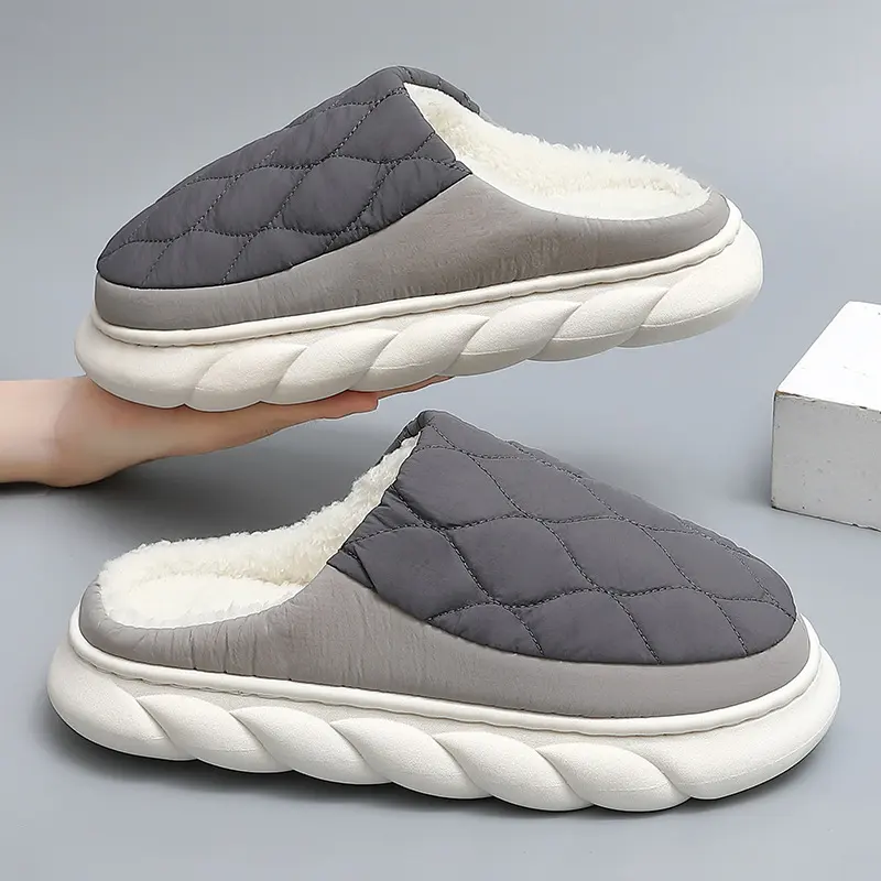 Men's Anti-skid Down Cotton Slippers for Indoor Warmth