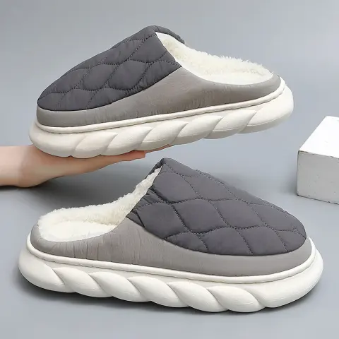 Men's Anti-skid Down Cotton Slippers for Indoor Warmth