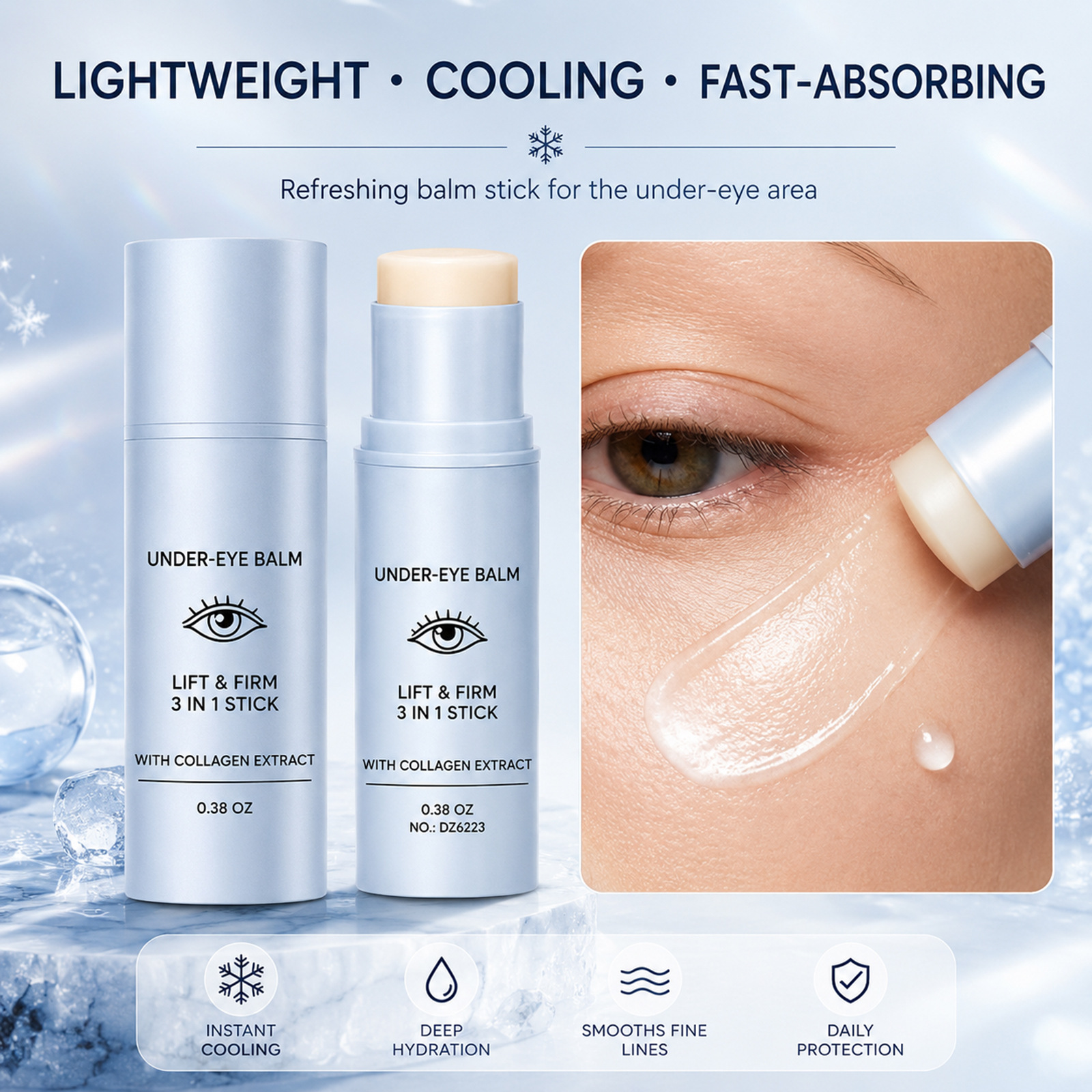 Lift & Firm Under-Eye Balm Stick, 3-in-1 With Collagen Extract, 0.38 Oz
