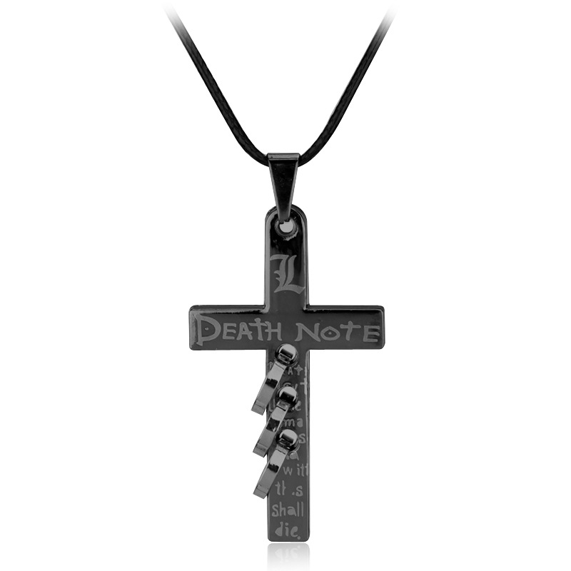European And American Cross Leather Cord Necklace