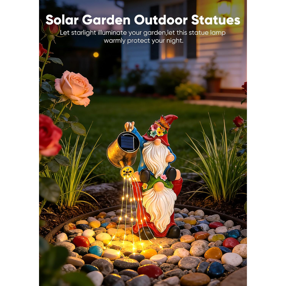 Solar Garden Gnomes Outdoor Statue Birthday Gifts For Women Hand Painted Resin, IP65 Waterproof Garden Decor For Patio Lawn Yard Christmas 6
