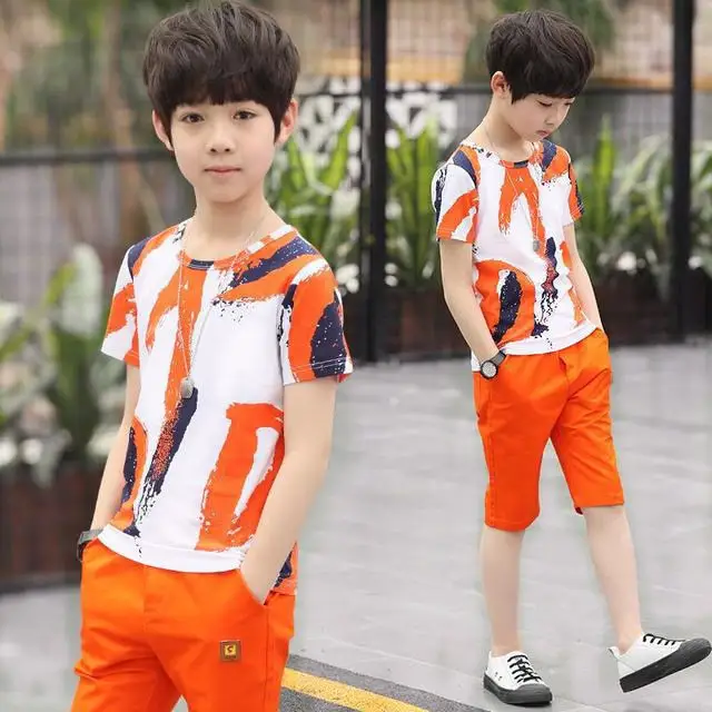 Children's Short Sleeve T-Shirt and Shorts Two-Piece Summer Outfit
