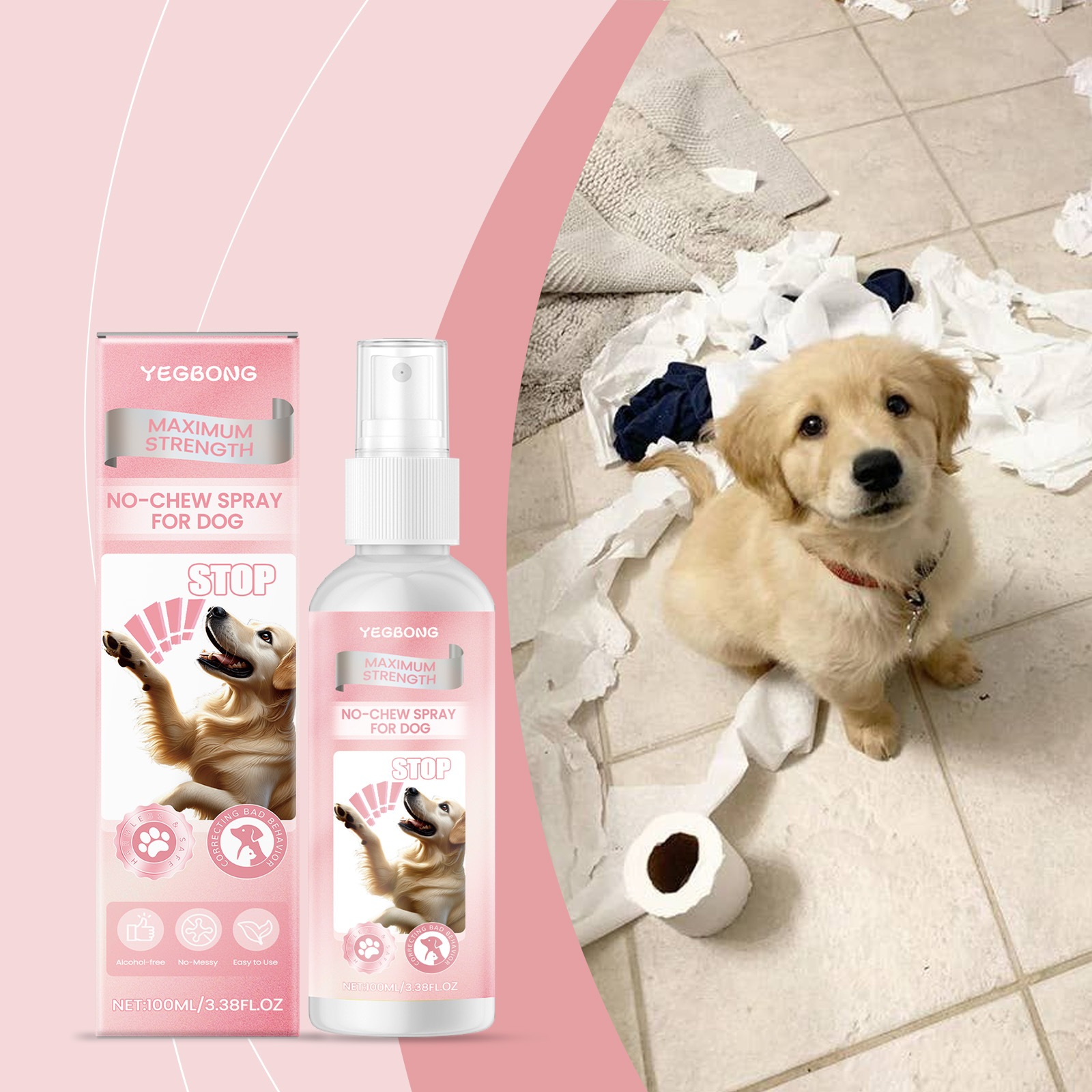 No Chew Spray For Dogs, Anti Chew Deterrent Spray To Stop Pets From Destroying Furniture, Safe With Glycerin & Mint Extract, 100ml