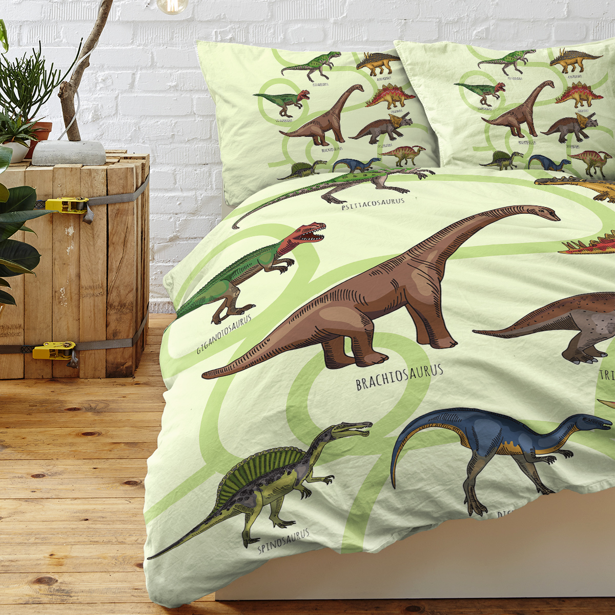 Dinosaur Kids Duvet Cover Set,3 Piece Cute Printed Microfiber Comforter Cover... 2