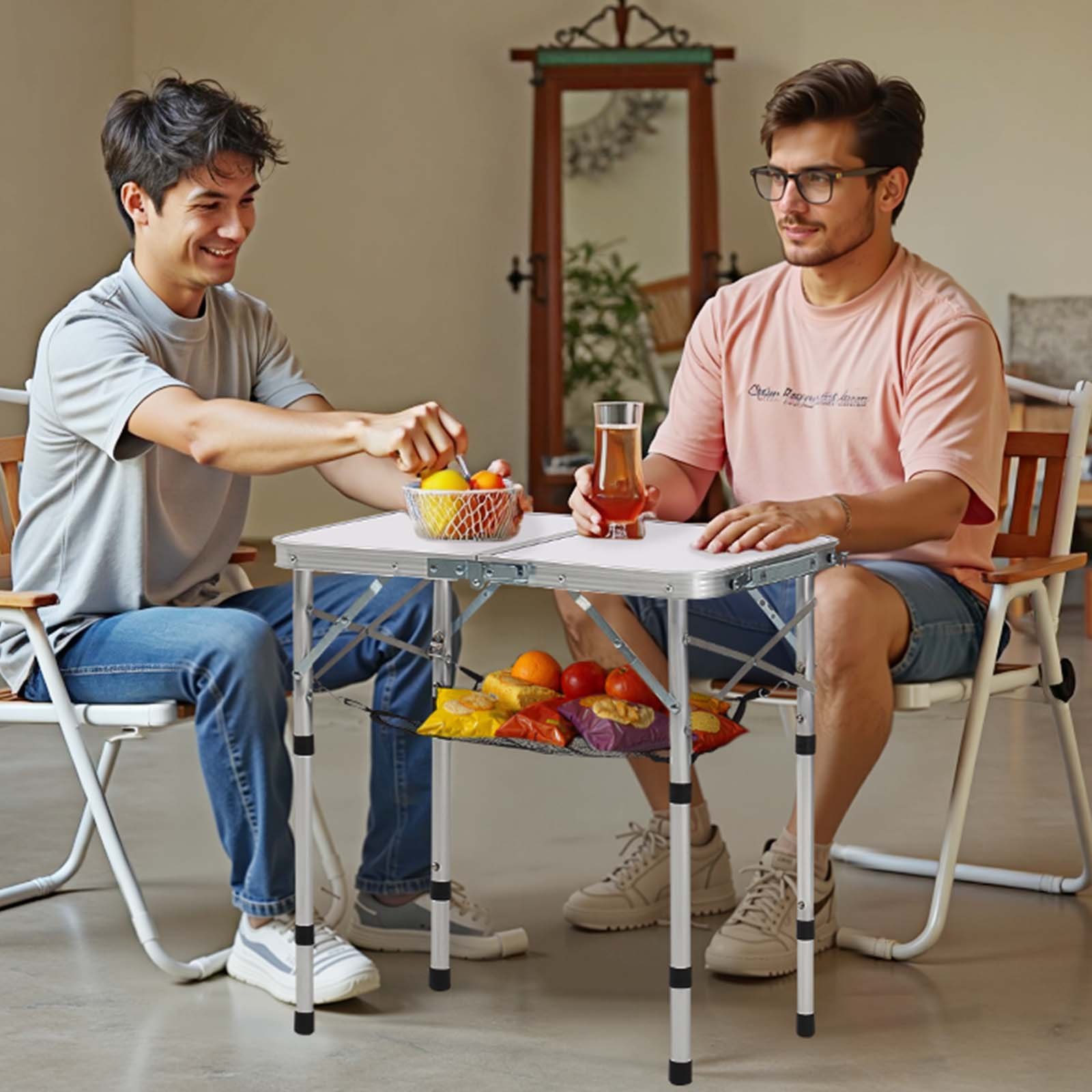 2ft Folding Portable Camping Table Aluminum Outdoor Table Adjustable Height — foto 7