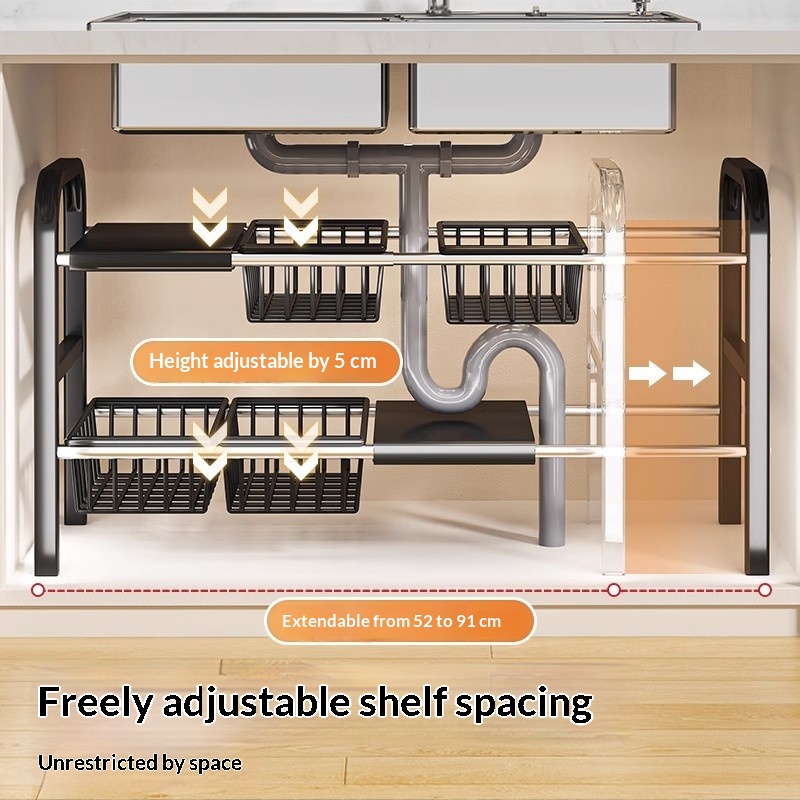 Kitchen Storage Rack With Retractable Sink, Layered Pot Rack In Cabinet, Multifunctional Cabinet Storage Rack For Pots And Pans Edde208c 2079 4e7a A384 F4333dae4d82