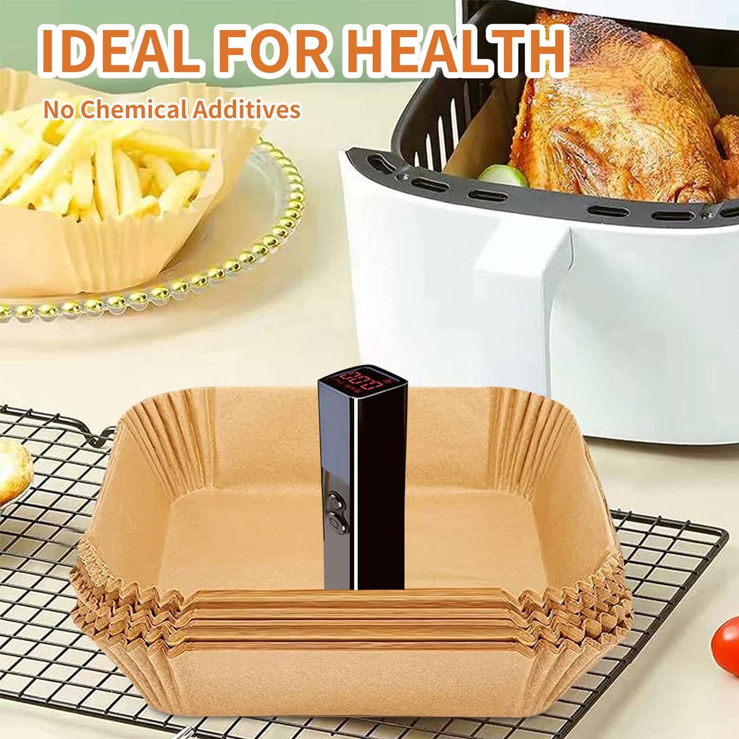 50pcs Air Fryer Liner Baking Disposable Air Fryer Parchment Paper Multipurpose Oil-absorbing Paper Tray