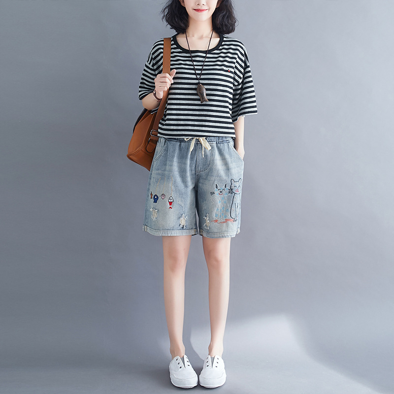 New Summer Denim Shorts For Women With A Loose High Waist