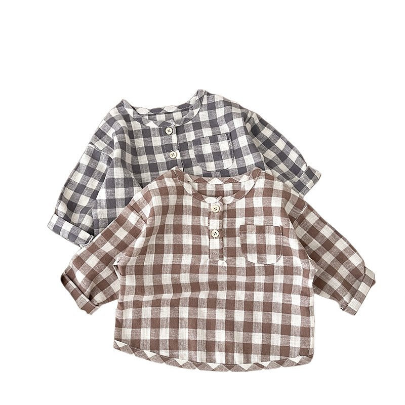 Title 6, Plaid Long Sleeve All Matching Shirt Round Neck