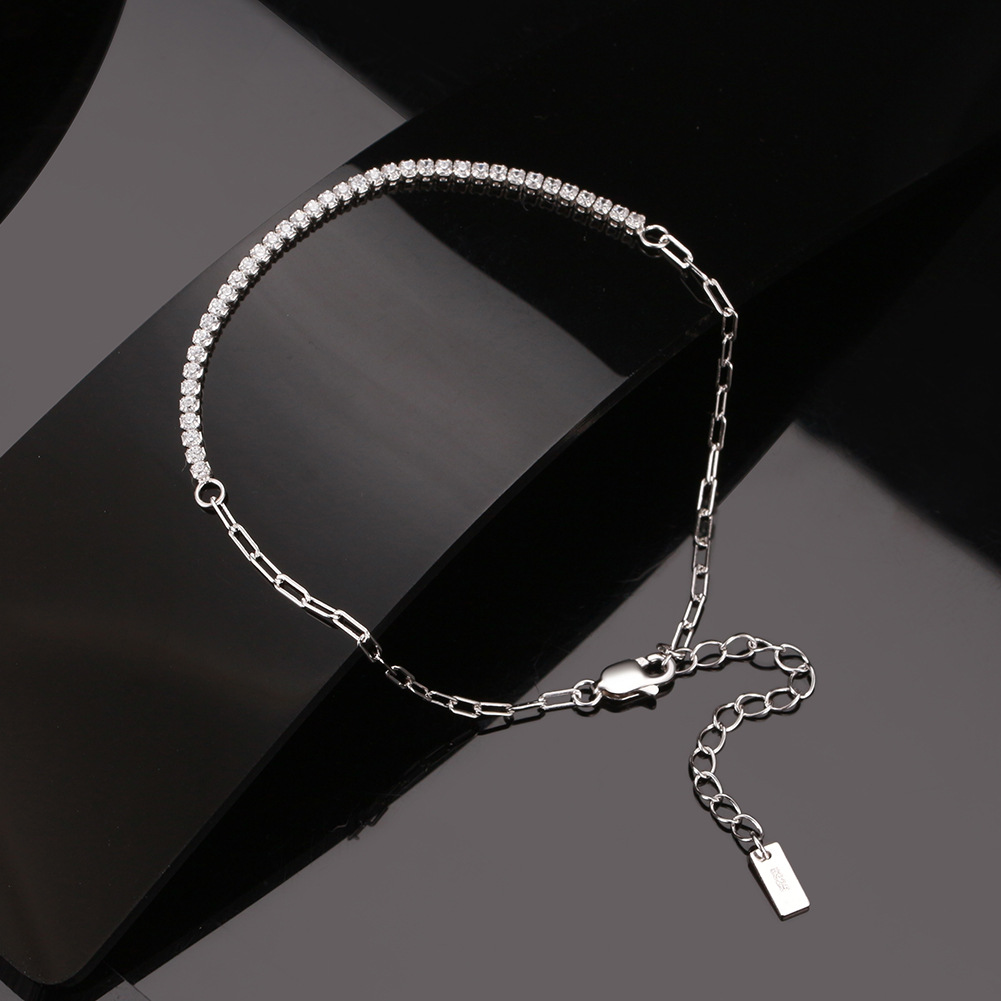 Jewelry Sterling Silver Bracelet Temperament 4A Zircon Inlay