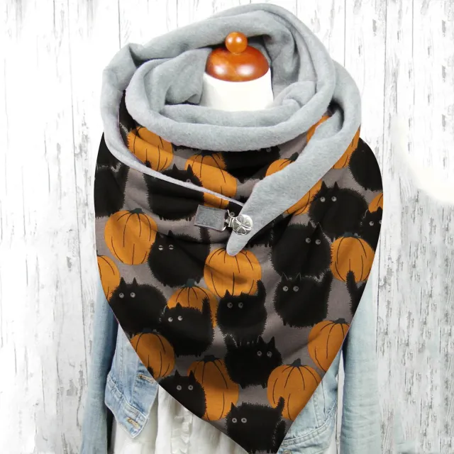 Female Plush Skull Print Long Halloween Button Bib L 150Cm - Shop at LoveMi