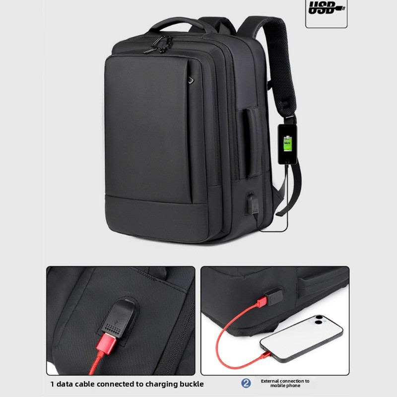 16 Inch Laptop Backpack Waterproof USB Rucksack Large Briefcase Travel Luggage Bag 2