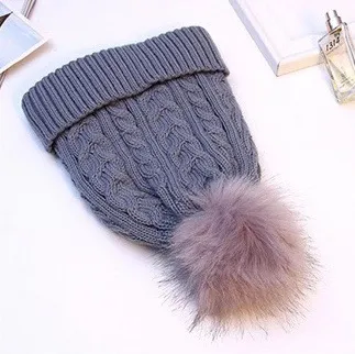 Add Cashmere Double layer Wool Outdoor Warm Knitted Hat Light Grey - Shop at LoveMi