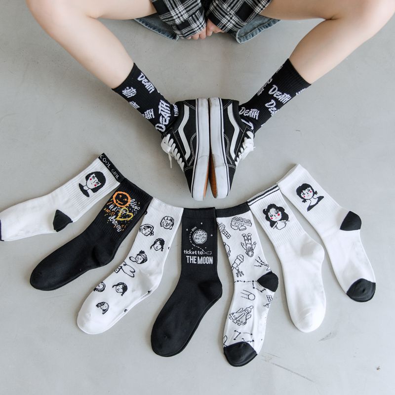 New Black Socks Female Tea Color Autumn Anti-friction Adult Socks