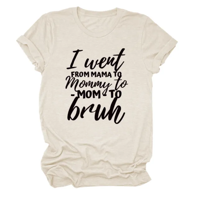 Women's Printed Letter Short Sleeves Sand Black Lettering - Shop at LoveMi