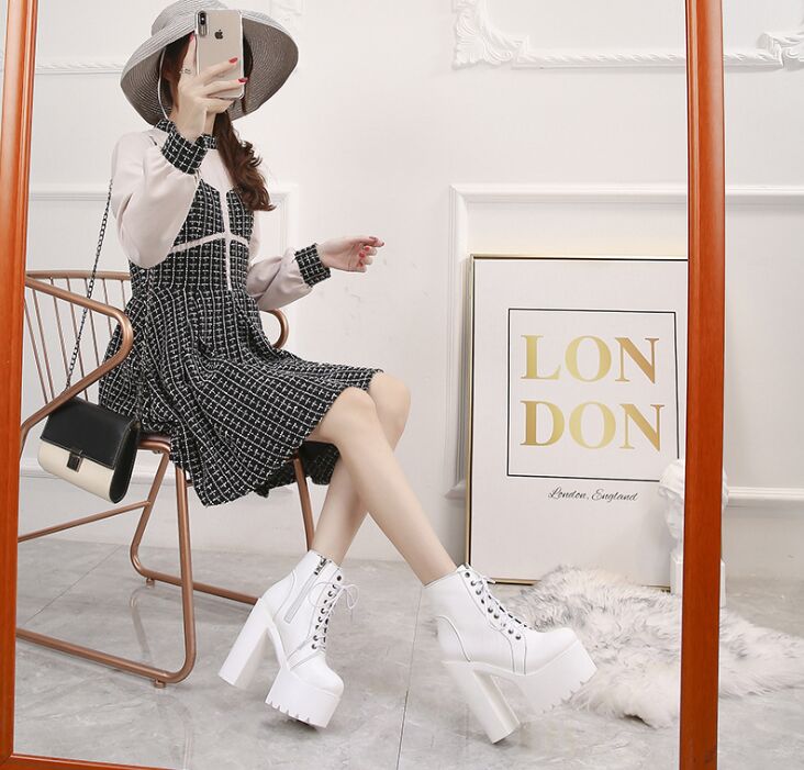 Fall New Super High Platform Hate Sky High Lace-up Women's Shoes