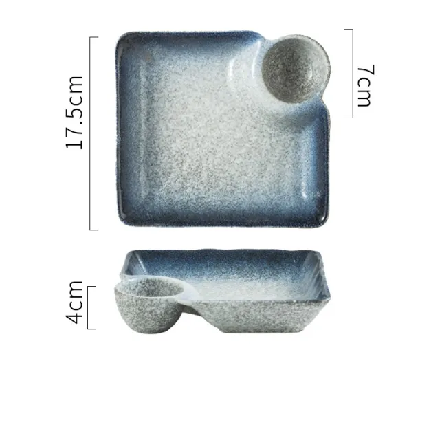 Japanese Creative Ceramic Dumpling Special Plate Comes With Vinegar Plate Navy Blue - Shop at LoveMi