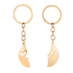Accessories Cute Cartoon Planet Metal Keychain Key Chain Love - Gold - View 1