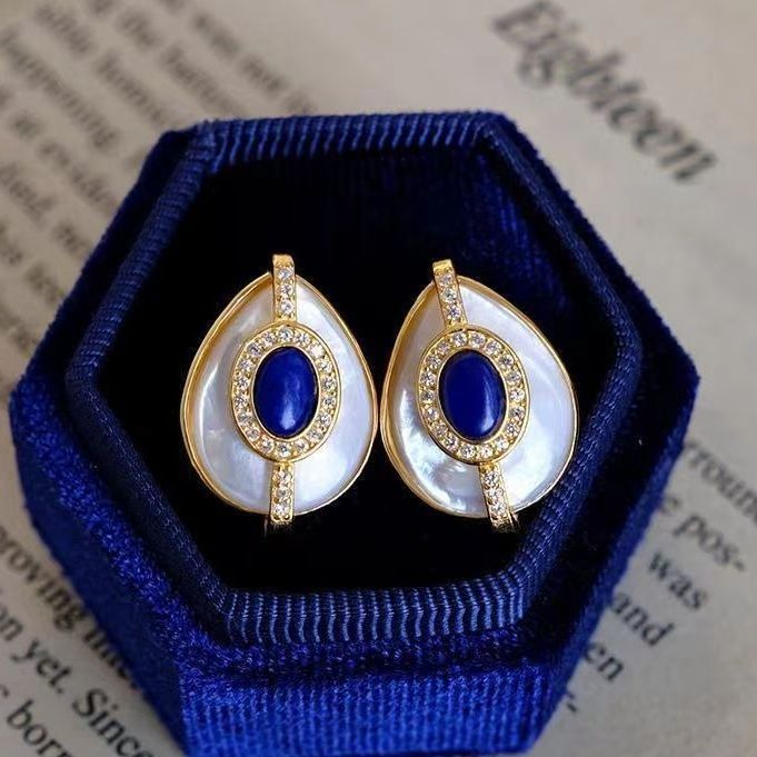 Natural White Fritillaria Water Drops Earstuds Female Sterling Silver