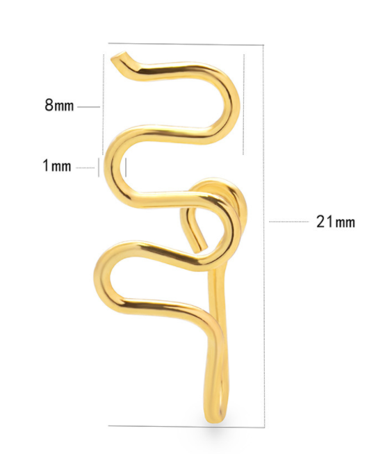 Title 10, Anello da naso finto non perforato in oro reale...