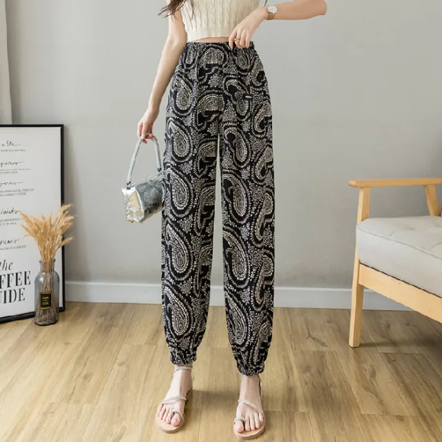 Anti mosquito Lantern Pants Nine point Pants Cool Cool Pants Thin Cashew Flower - Shop at LoveMi